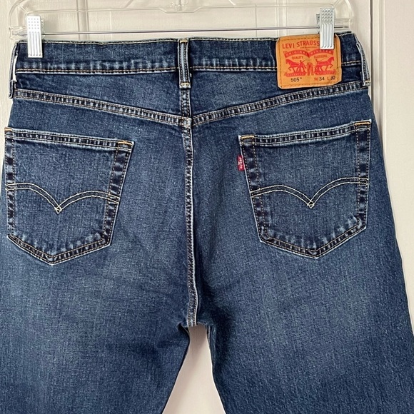 Levi's 505 Mens Size 34x32 Medium Wash Jeans Denim 5 Pocket Iconic - Picture 6 of 11